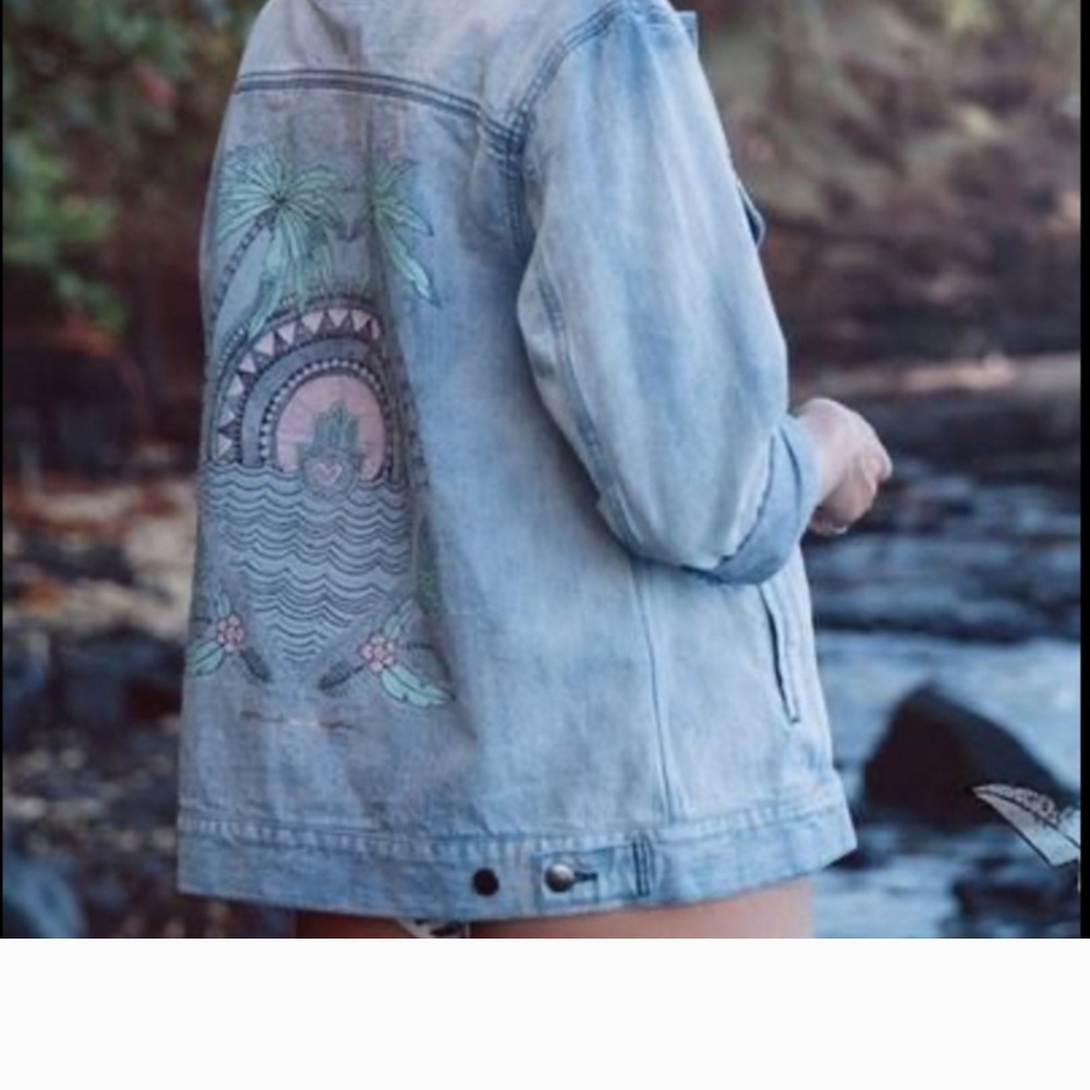 Spiritual Gangster Hamsa Print Denim Jacket